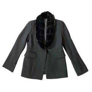 Cresson Black Blazer Removable Faux Fur Collar Small